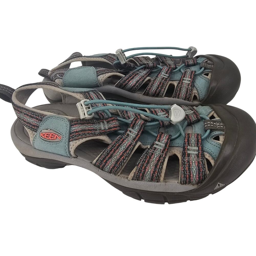 KEEN Newport H2 Hiking Sandal Shoe Gray teal blue Women's 9 US Waterproof gorp
